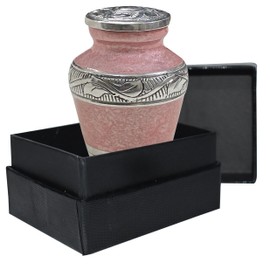 BOLD & DIVINE Beautiful Pink Granule Textured Small Keepsake Urns for Human and Pet Ashes | with Velvet Bag & Funnel - 1 Quantity