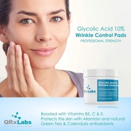 QRxLabs Anti-Aging Skincare Bundle: Glycolic Acid 10% Wrinkle Control Pads Lemon