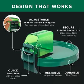 PLANKYPRO Walk The Plank Bucket Mouse Trap V2 with Bait Tunnel and Bucket Lid (Trap V2)