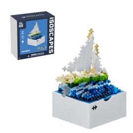 PLUS PLUS Isoscapes, Interlocking Mini Building Blocks, 3D Puzzle Stem Toy for Kids, Office and Home Decor - Maritime (Sailboat)