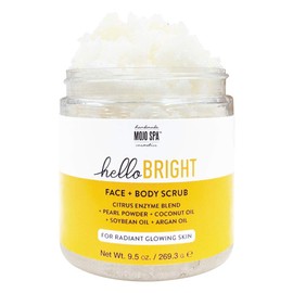 Mojo Spa Hello Bright Luxury Face & Body Scrub | Citrus Scent | Moisturizing & Exfoliating Sugar Scrub | 9.5 oz