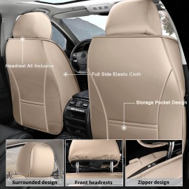 Unbranded Full Set For Nissan LEAF 2011-2024 Car 5-Seat Covers Cushion Fuax Leather Beige