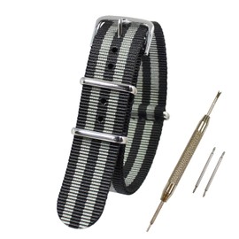 TARO'S NATO-Type Watch Band, Replacement Band, 0.7 inches (18 mm), 0.8 inches (20 mm), 0.9 inches (22 mm), Watch Strap, Nato Strap, Includes Spring Bar Remover, 2 Spring Bars, and Replacement Manual (English Language not Guaranteed)