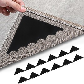 ILUO LIFE 12 Pack, Non Slip Washable Carpet Tape Stickers, Hook and Loop Pads Non Curl Reusable Stoppers Keep Your Area Flat on Hardwood Floors and Tiles