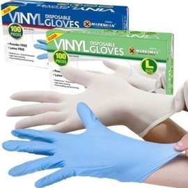 Marksman 100 x Vinyl Disposable Gloves, LARGE NON-Powdered Blue