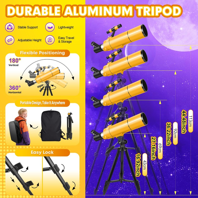 MEEZAA Telescope for Adults & Kids, 80mm Aperture 500mm Refractor