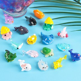 FOIMAS Mini Ocean Figurines,36pcs Tiny Resin Trinkets for Kids Fish Tank Decorations Birthday Party Favor Garden Fairy Accessory
