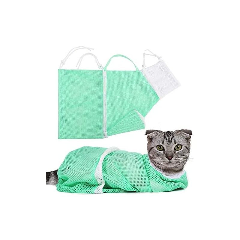 HASTHIP® Bolsa de Baño para Gatos Ajustable,Antimordida y Antiarañazos,Malla Transpirable