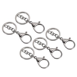 PATIKIL Key Chain Rings, 5 Pack Lobster Clasp Keyring Trigger Clip Keychain Holder for DIY Decorations, Black