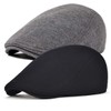 FEINION 2 Pack Men Cotton Newsboy Cap Soft Fit Cabbie