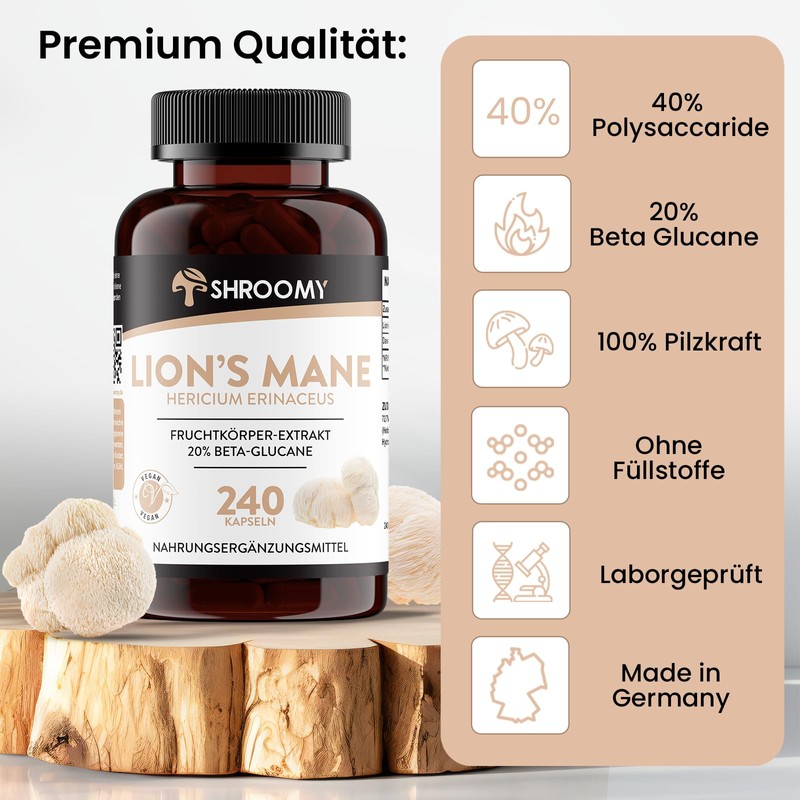Lions Mane Mushroom Capsules - Pack of 240 - 40%