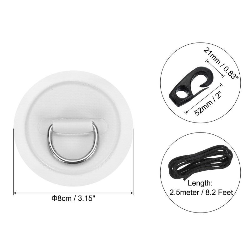 PATIKIL D-Ring Patch, 6 Pcs Stainless Steel D-Ring PVC Patch