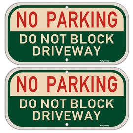 No Parking Do Not Block Driveway Sign 12 x 6 Inches Do Not Block Active Driveway Sign Metal Reflective Rust Aluminum Weatherproof Fade Resistant UV Protected Easy Mounting Indoor Outdoor Use 2 Pack