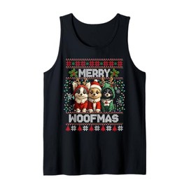 Papillon Christmas Tree Lights Decorations Dog Lover Xmas Tank Top