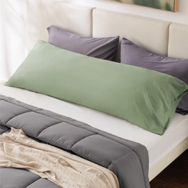 Bedsure Body Pillow Case Cover - Rayon Made from Bamboo, Long Cooling Pillow Cases, Soft & Breathable Body Pillowcase with Envelope Closure, Gift for Women or Men, Sage Green, 1 Pack, 20x54 Inches