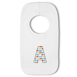 Blue Dotty Alphabet Letter A - Baby Pullover Bib