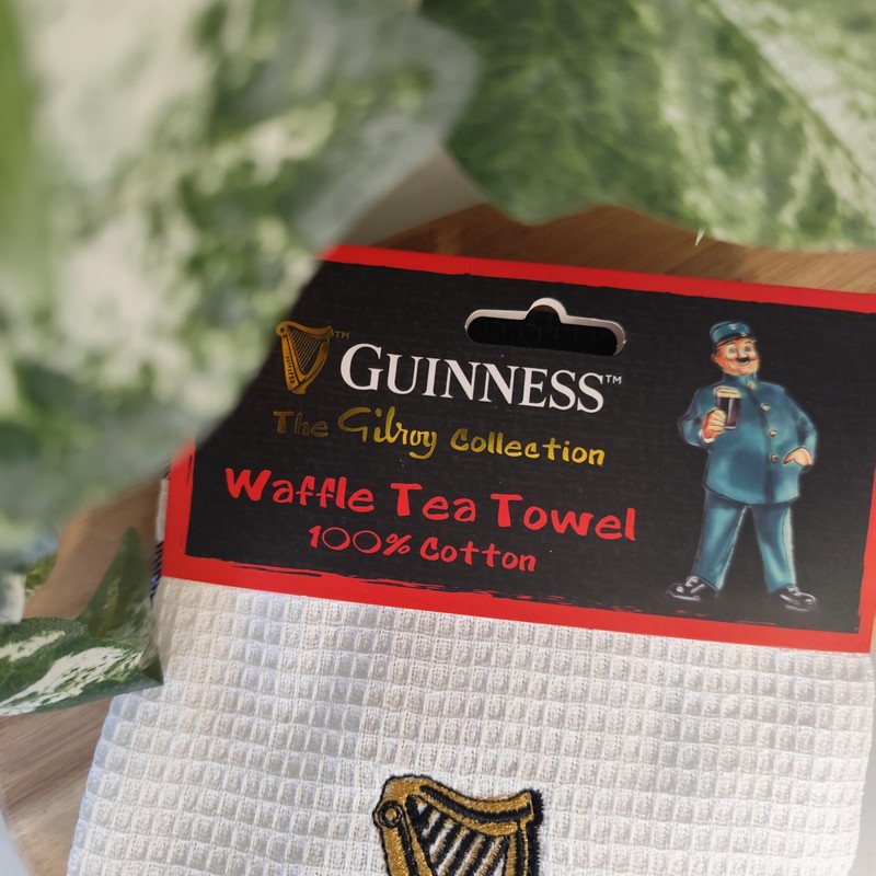 Guinness - Waffle Tea Towel - Embroidered Logo - Black
