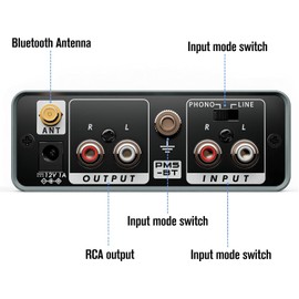 Bluetooth Phono Preamp, Phonograph Turntable Preamplifier with RCA Input, RCA/Bluetooth Output, Phono Preamp for Vinyl Record Player with Phono and Line Level Output Switch with 36db/4db Gain