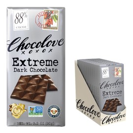Chocolove Extreme Dark Chocolate Bars | 88% Cocoa | Rich and Intense Flavor | Made with Premium Belgium Dark Chocolate | Non-GMO & Gluten-Free, 3.2 oz Bar (12 Pack)