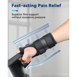 Fitomo Wrist Support with 3 Metal Splints and Soft Thumb Opening, Wrist Splint for Carpal Tunnel Arthritis Tendonitis Sprains, Hand Splint for Night Support Sleeping, 1 Unit, Right Hand