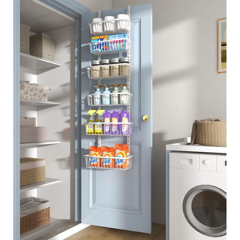 Mefirt 12 Inch Wide Narrow Over The Door Pantry Organizer,