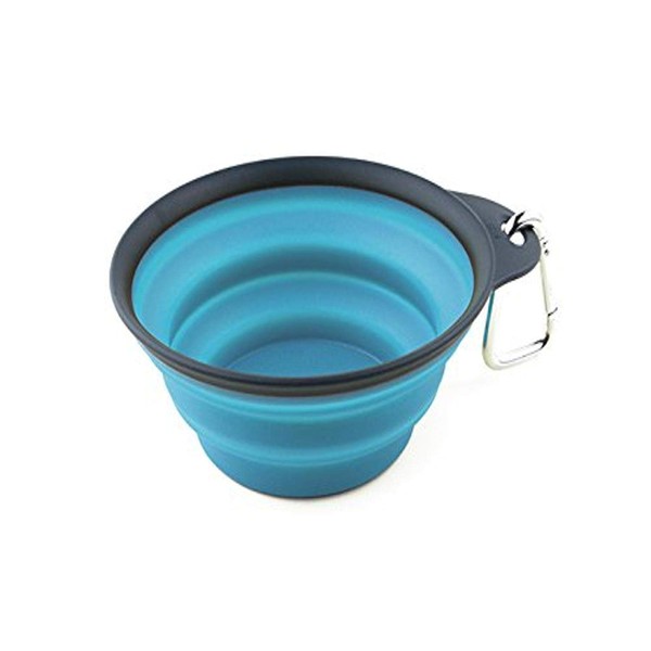 Dexas Popware for Pets Collapsible Travel Cup, Small, Gray/Blue