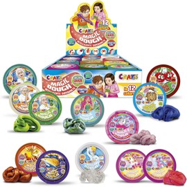 Craze Magic Dough Children's Complete Counter Display with 24 x Cans, Magic Clay 24 x 15 g with 12 Special Effects, BPA-Free, Gluten-Free