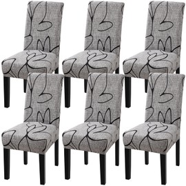 Fuloon - Juego de 6 fundas para sillas de comedor elásticas sólidas, fundas lavables para sillas de cocina, juego de 6 fundas para sillas Parson (color gris loto, 6 unidades)