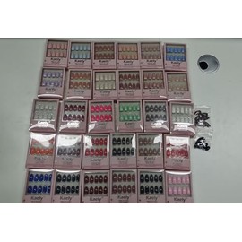 evpct 6 Colors Pure Press on Nails Short Almond for Women, Fake Nail with Glue Salon Quality Reusable Stick on Nails In 15 Sizes 180Pcs Full Cover False Nail Soft Gel Set Kit for Gift, Set03