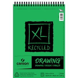 Canson XL Series Recycled Drawing Paper Pad, Top Wire Bound, 70 Pound, 9 x 12 Inch, 60 Sheets