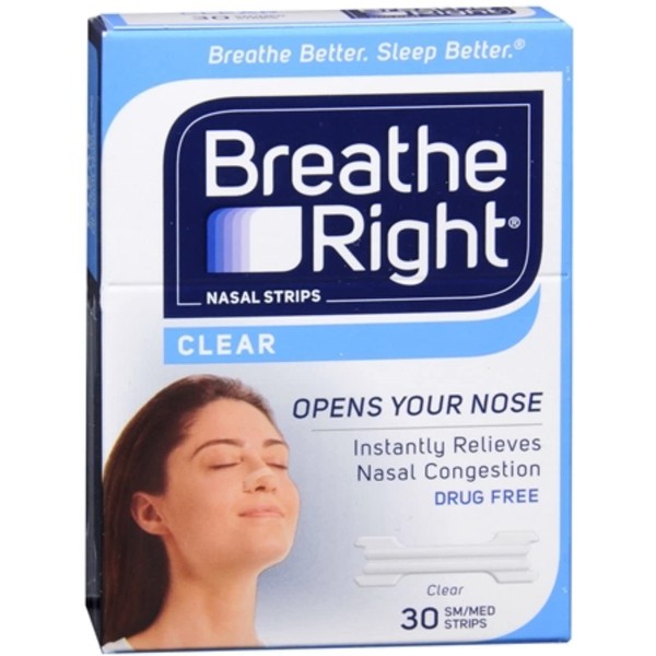 Breathe Right Nasal Strips Clear Small/Medium 30 Each (Pack of 2)