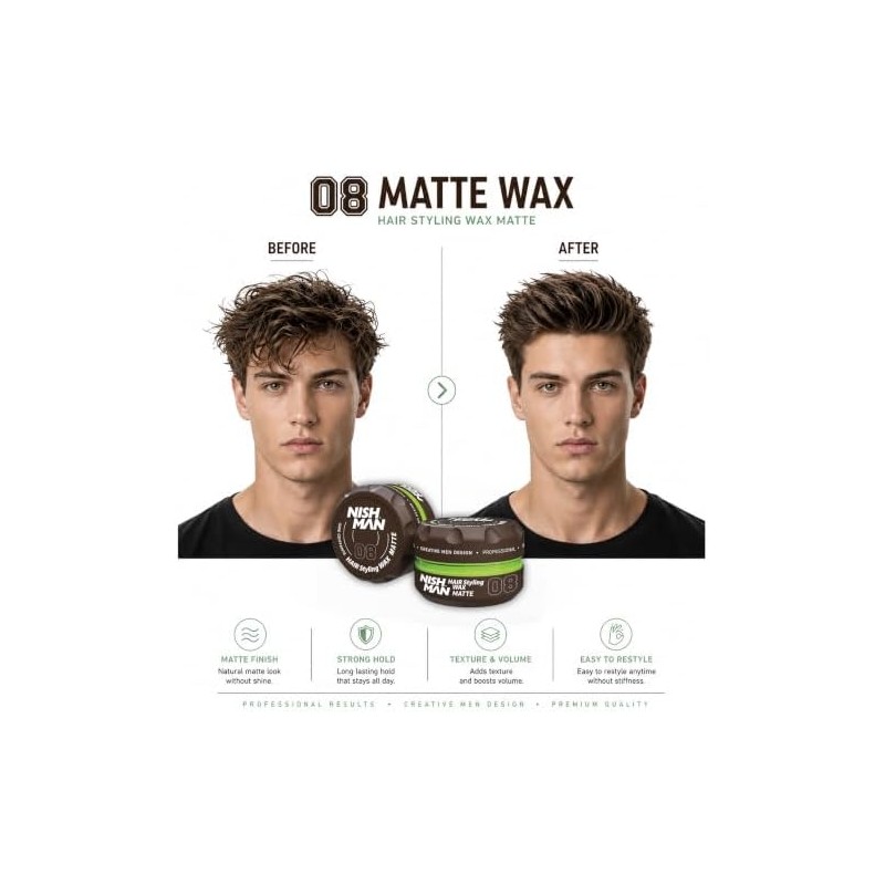 NISHMAN HAIR STYLING WAX MATTE 08 CIRE COIFFANTE 150ML