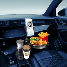 Automotive Cup Holders Expander for Car, 3 in 1 Expandable Car Food Table Tray for Eating - Road Trip Essentials, Car Organizer, Car Travel Accessories,Golf Cart Accessories Cup Holder Phone Mount