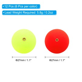 PATIKIL Fishing Bobber 27mm/1.1 Inch Dia, 12 Pack Slip Foam Floats Buoy Rig Stoppers for Crappie Trout Bass Fishing, Red,Yellow