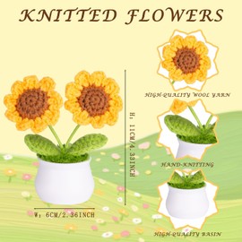 ZHIYUXI Crochet Flower Handmade Sunflowers Artificial Knitted Flowers for Office Desk Decor
