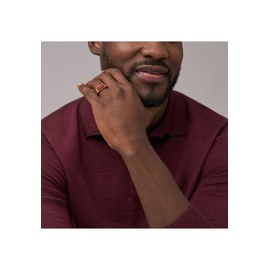 Fossil 32025870 Men's Ring Stainless Steel Agate, 64, Stainless Steel, No Gemstone
