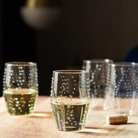 Libbey Prologue Nymph Handmade Dot Tumbler Glasses, Sea Foam, Set of 4