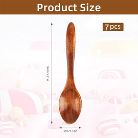 7 PCS Small Wooden Spoons, Wood Honey Spoon for Tea, Multi-Function Wooden Table Spoons for Mixing Spices in Kitchen 5.5 Inch