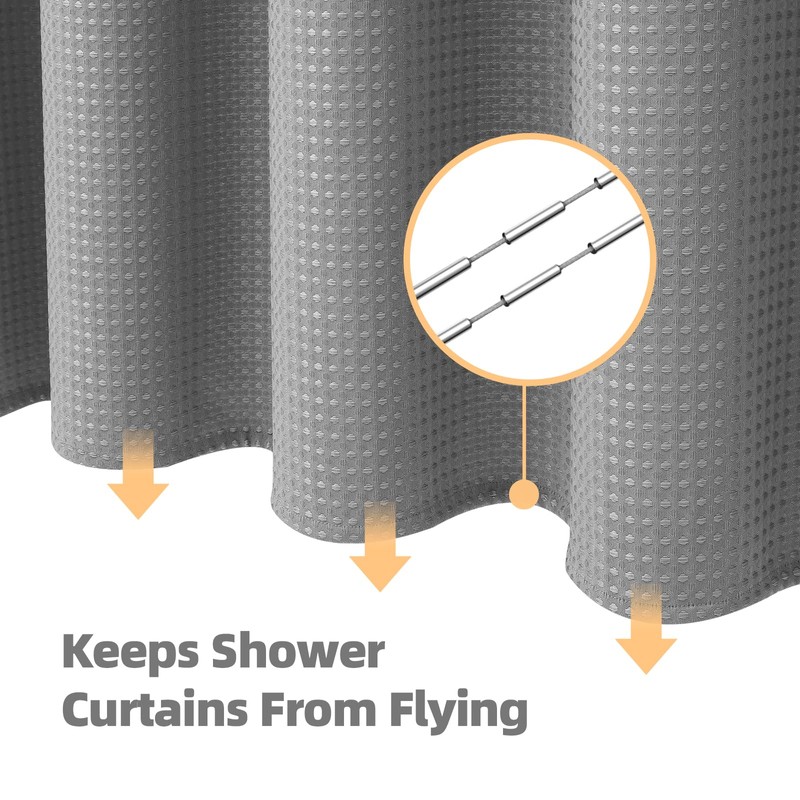 LaCyan Waterproof Waffle Shower Curtain, 258GSM Heavy Duty 3 Piece