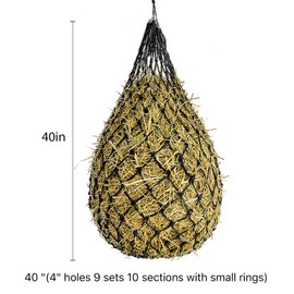 MJFSGYO 2 pcs 40" Hay Net for Horses,Slow Feed Hay Bag Feeder, Made from Durable Nylon Rop, Regulate Intake of Hay hence Improve Digestion,for Horses Goat Sheep Hanging Slow Feed Hay Bag