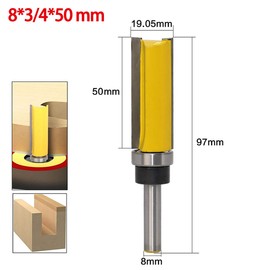 8mm Shank Flush Trim Pattern Template Router Bit Set, Top Woodworking Milling Cutter Tool with Bearing, 50mm Cutting Height