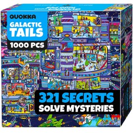 QUOKKA 1000 Piece Jigsaw Puzzle for Adults Galactic Tails – Premium Box Packaging with Extra Fun Challenges - Stunning Galaxy Dog Puzzle - Perfect for Relaxation & Creativity & Gift Giving