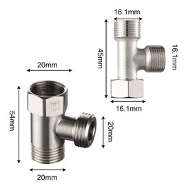 KASESSS Pack of 2 T-piece water connection, stainless steel 3-way connection valve, 3/4 t piece 1/2 t piece, water connection distributor, 3/8 inch 1/2 inch 3-way distributor, T-piece distributor
