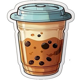 T& Sticker 3 Pcs Milk Tea Stickers 3in, Gifts for Water Bottles,Milk Tea Vinyls Stickers Decal Waterproof Bottles, Sticker for Kids Teen Laptop, Luggage Skateboard Water Bottle,Phone.(Milk Tea 2)