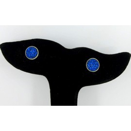 Summerfield Collection Stainless Steel Glitter Faux Druzy Stone Stud Earrings 8mm (Royal Blue)