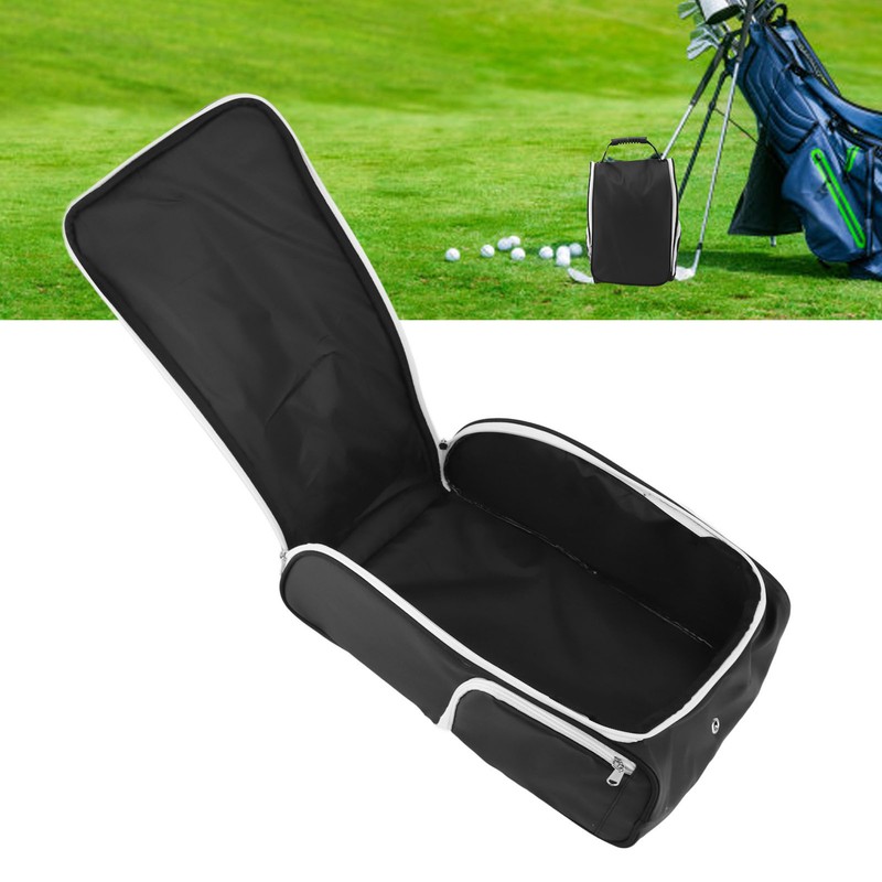 Golf Shoe Bag Convenient PU Leather Black Waterproof Dustproof Sport