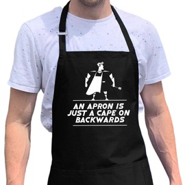 An Apron is Just A Cape | Funny Apron For Men - Adjustable Neck Straps & One Size Fit | BBQ Apron for Men w/Pockets | BBQ Gifts for Men & Unique Gifts for Fathers | Mens Aprons for Grilling