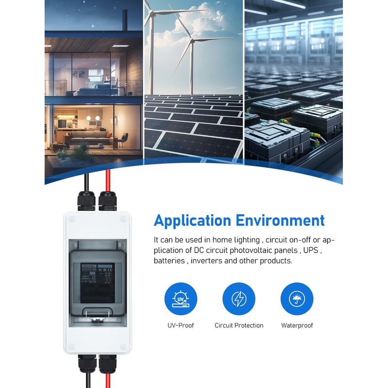 DIHOOL DC Circuit Breaker, 60 Amp Solar Breaker Box, Solar