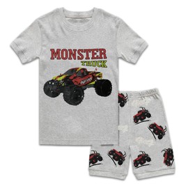 LXKA Car Pyjamas Boys 5-6 Years Kids Monster Truck Pjs Clothing Little Toddler Winter Pajamas Children Clothes Sleepwear 100% Cotton Short Sleeve Shirts & Bottoms 2 Pieces Clothing Outfit Nightwear