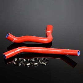 PIT66 Silicone Coolant Radiator Hose Kit,Compatible with 82-92 Chevy Camaro/Firebird Trans AM V8 Red with Clamps